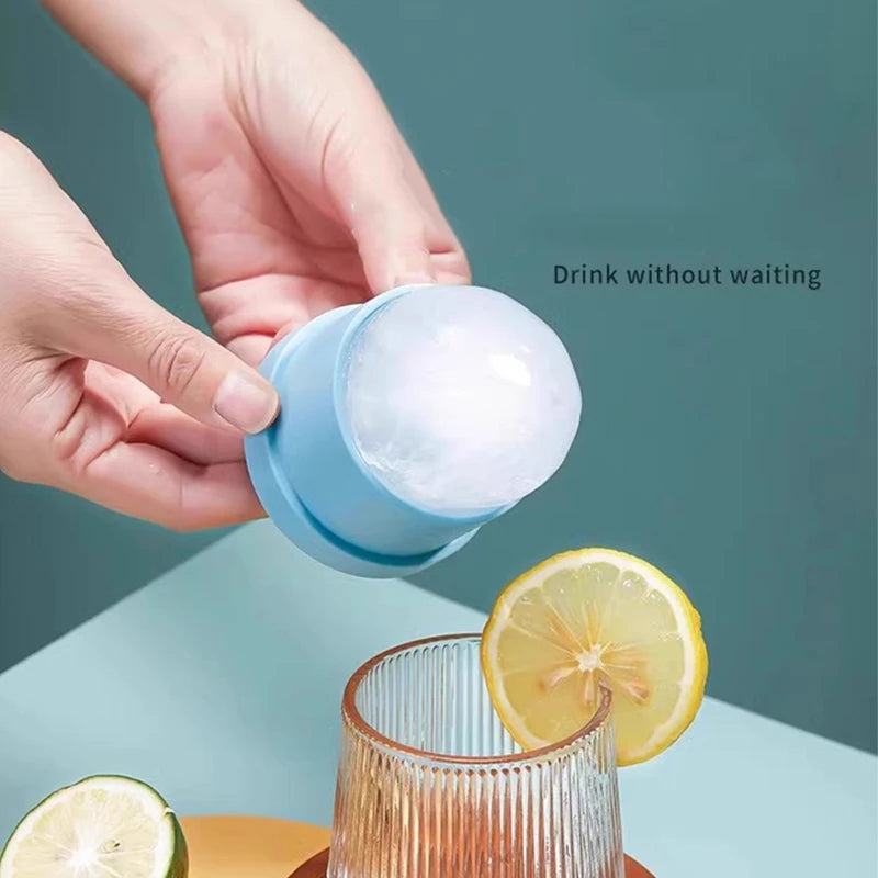 3 PCS Set Whiskey French Cognac Liquor Silicone Round Ice Hockey Mold Maker Large Spherical Ice Cube Grinder Suitable for Bar Home Kitchen Hotels Supplies Drinkware Pubs Barware Tools Set