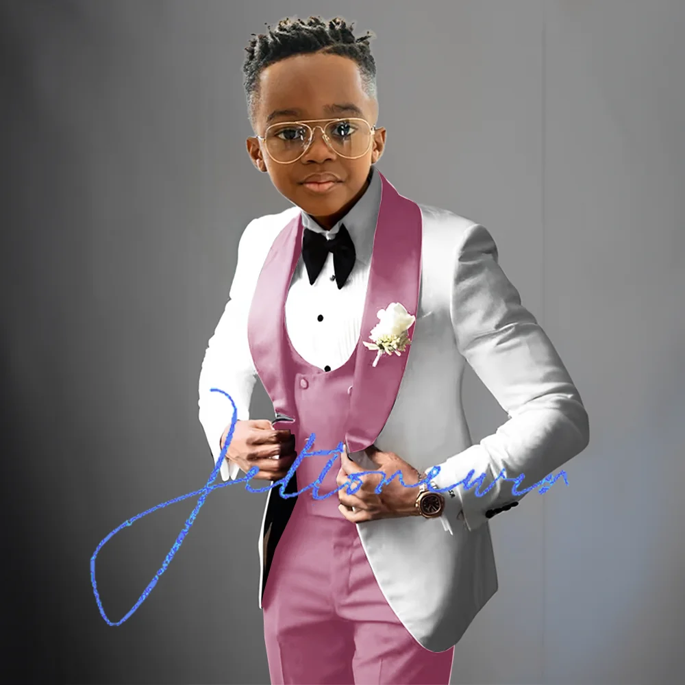 NEW Arrivals 3Pcs Set 5 Colors Luxury Suit for Boys Wedding Tuxedo Kids Formal Jacket Pants Vest Custom Outfit Classic Clothes 2-16 Years Old Boys  Luxury Fashion Apparel Supplies Clothing Products