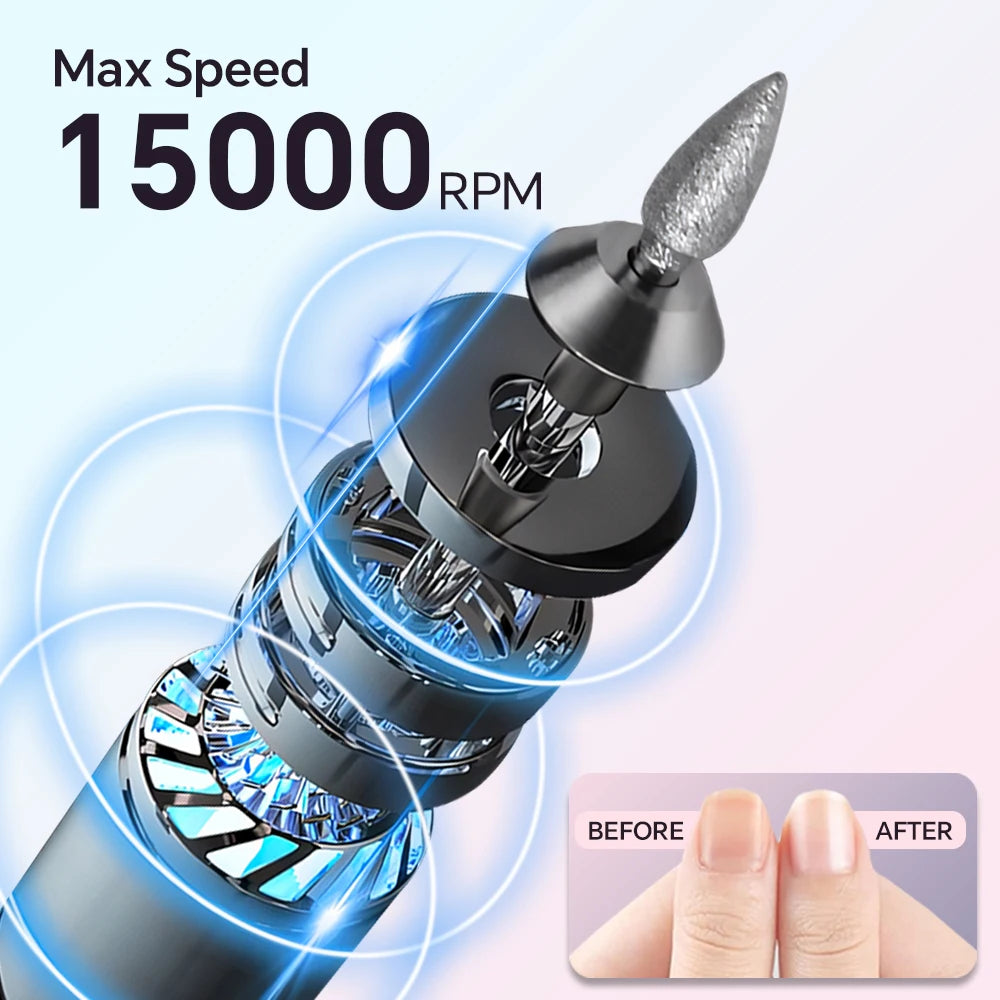 NEW Arrivals Rechargeable Electric Nail Drill Kit with LED Display, Portable Nail File Machine for Acrylic Gel Nails Polishing at Home, Beauty Salon Spa Accessories Cosmetic Supplies