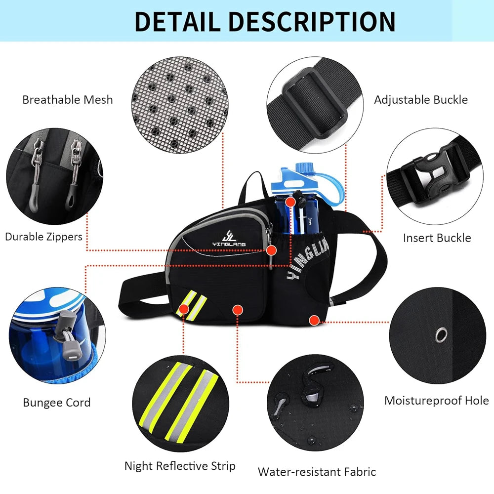 1PC Sports Cycling Marathon Jogging Running Adult Waist Bag Colorful Unisex Chest Fanny pack Belt Bag Water Bottle Phone Holder