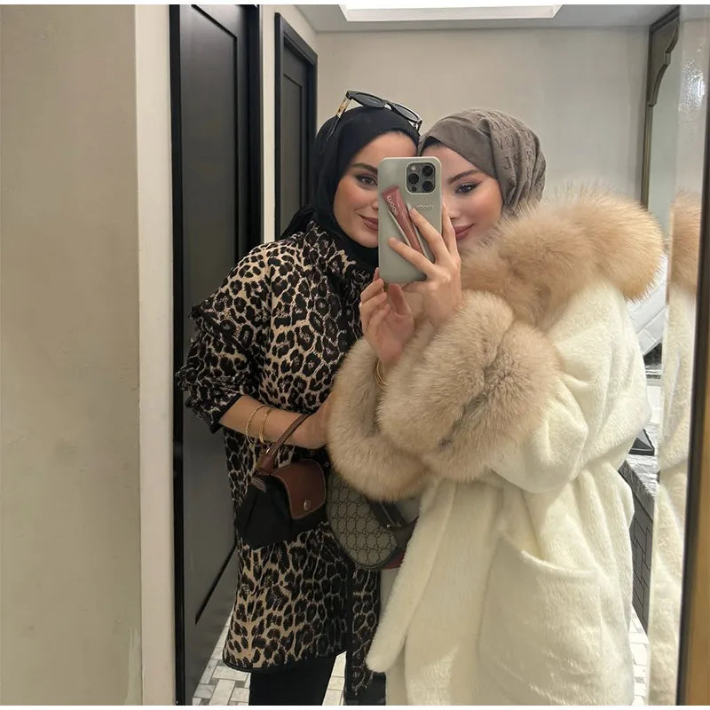 UK Size White/Gray/Brown/Black Color Hoody Mink  Fur Furry Coats Women Fashion Belt Long Sleeve Pocket Thicken Warm Jacket Autumn Winter Urban Lady Streetwear