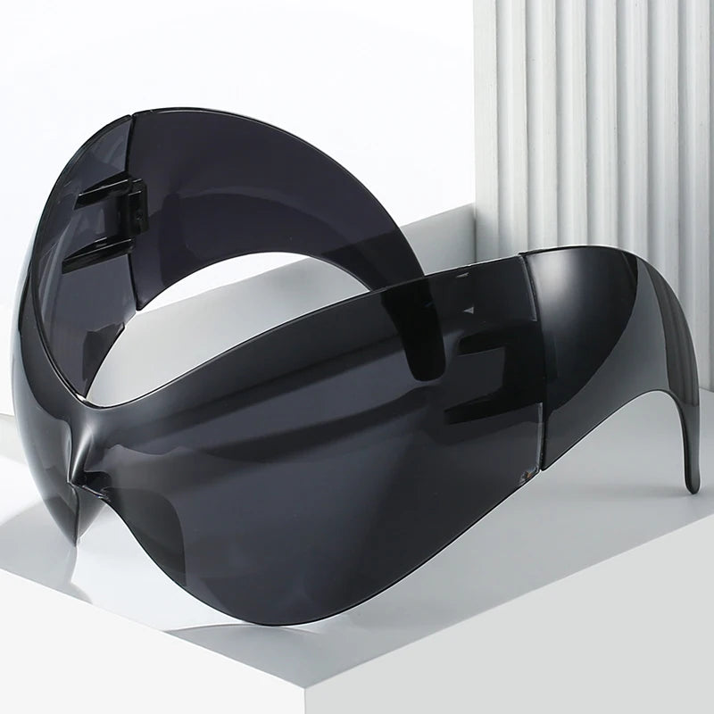 NEW  Personalized Cat Eye Alien Oversized Sports Y2K Sunglasses Women 2000's Retro Wrap Around Shield Goggle Men Brand Sun Glasses Supplies Eyewear Products Accessories