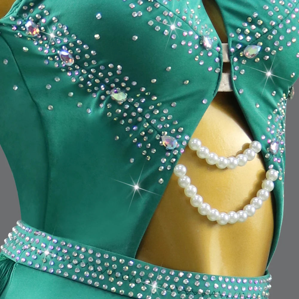 NEW Arrivals Adults-Girls 2XS-2XL Luxury Dance Costume with Jewelry Ornaments Latin Dress Party Samba Women Line Suit Sexy Ballroom Competition Dancing Practice Clothes Prom Fringe Dresses