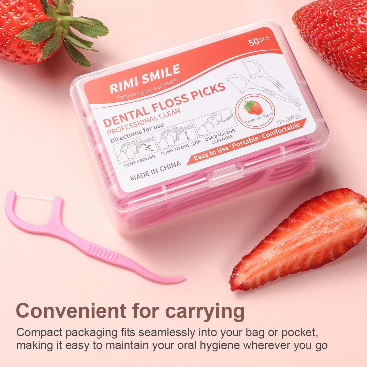 NEW 600PCS Set Strawberry Flavored Dental Floss Picks - Fresh Mouth High Aesthetic Pink Disposable Oral Care Hygiene Accessories