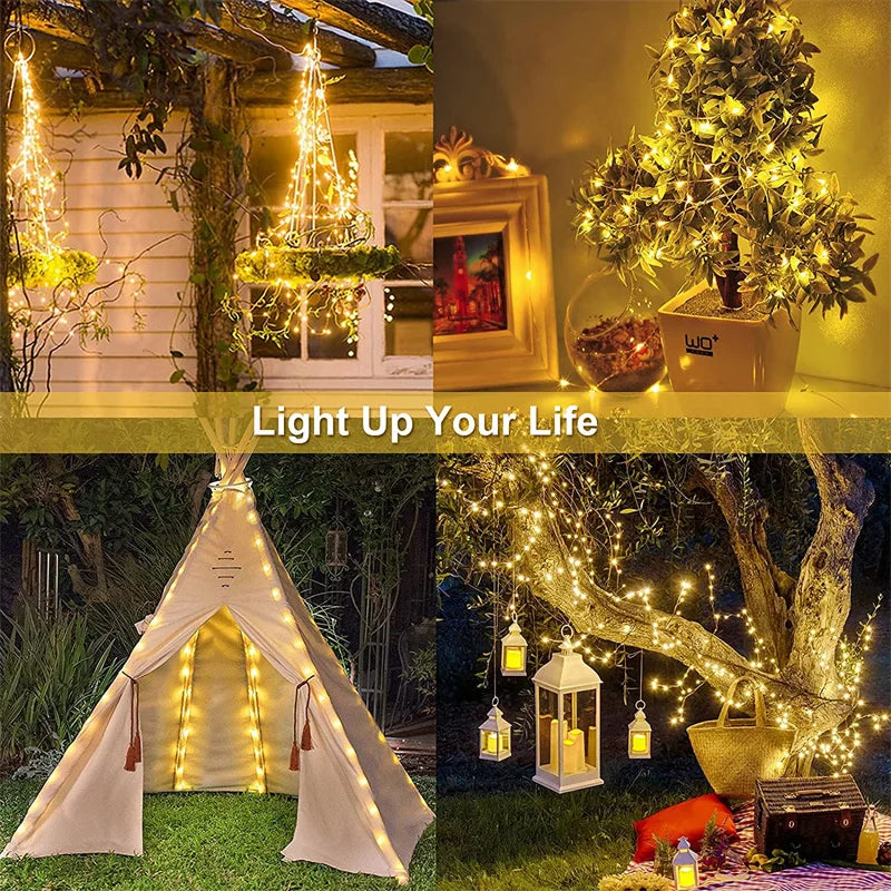 NEW Arrivals "7m/12m/22m/32m"  5 Packs LED Solar Light Outdoor Garden Fairy String Light Led Twinkle Waterproof Lamp for Christmas Patio Tree Party New Year Eve Decoration Accessories Supplies