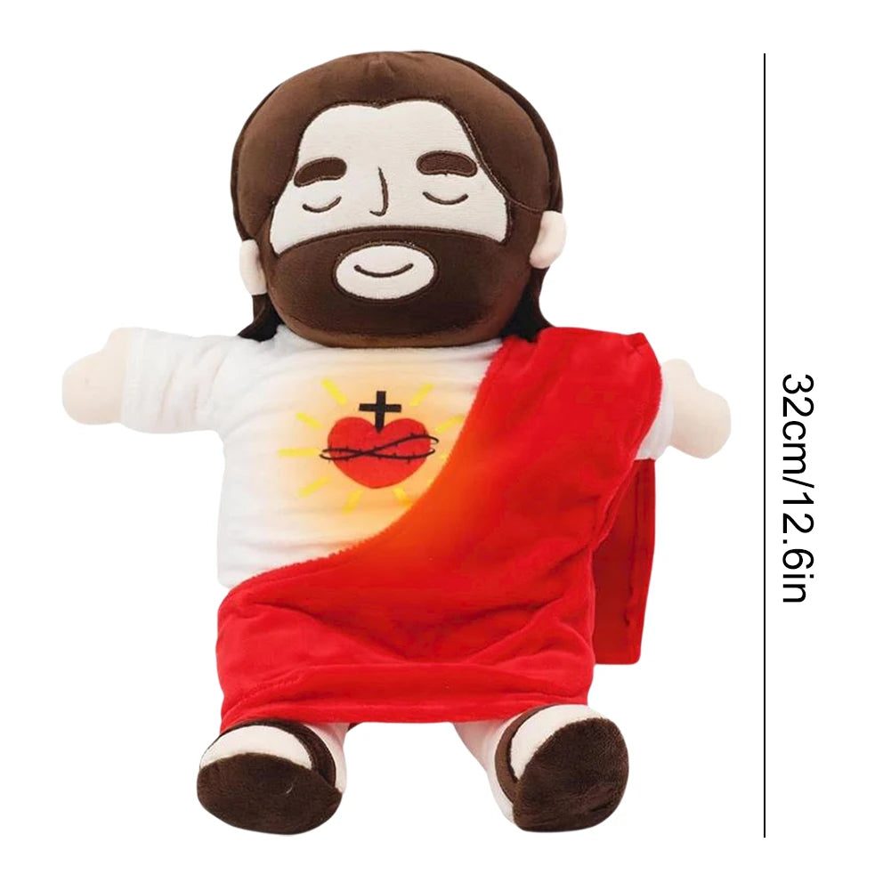Jesus Christ Plush Baby Soothing Breathing Toy Jesus Doll Plush Toy Four-Gear Adjustment Children Music Sleep Companion Toy Kids Xmas Gift