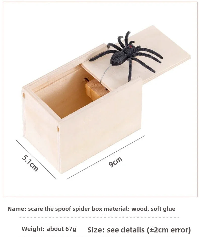 2PCS Set Trick Spider Prank Funny Scare Box Wooden Hidden Box Quality Prank Wooden Scare Box Fun Game Prank Trick Friend Office Toys