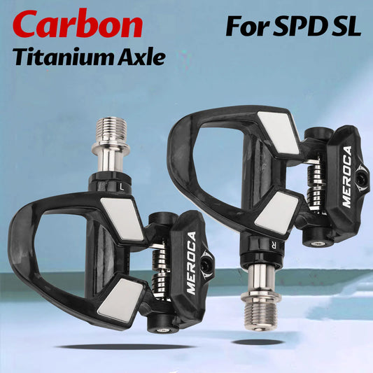 NEW Titanium/Steel Shaft Carbon Road Bike Professional Pedals Titanium Axle Pedal Ultralight Clipless Racing Bike Clit Pedal For Shimano Speed Pedals Lock Clips Bicycle Accessories Sports Supplies