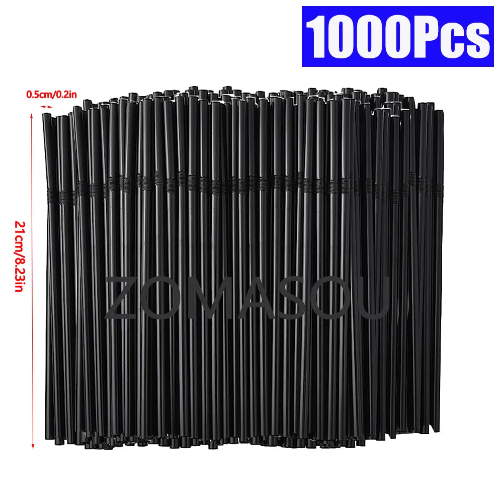 3000 PCS Set Multicolor Black Drinking Straws Cocktail Cola Bar Party Wedding Kitchen Beverage Straw Palette for Hotels Restaurants Pub Night Club