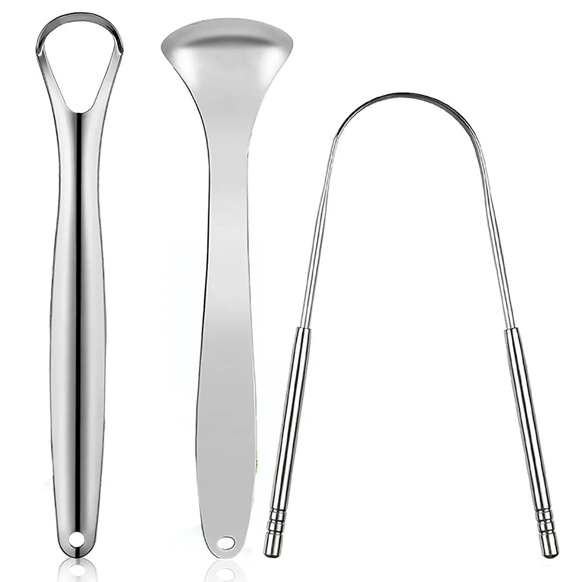 3 PCS Set Premium Metal Tongue Scraper Cleaner for Adults & Kids, Portable Stainless Steel Tongue Scrapers Brushes for Removing Dental Accessories Oral Hygiene Supplies
