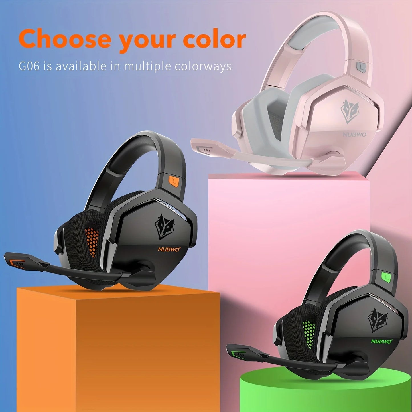 G08 Gaming Headset for PS5, PS4, XBOX,PC, Mac, 2.4GHz Ultra-Low Latency Noise Cancelling Bluetooth Headphones With Mic