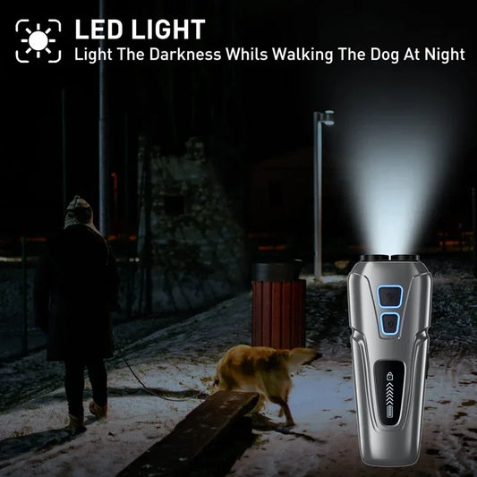 NEW Arrivals Dog Repeller Ultrasonic Pet Anti Barking Stop Control Bark Outdoor Training Device High Power Dog Repellent with LED Flashlight Dogs Pets Supplies