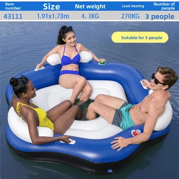 Large Inflatable Floating Island with Awning 8-10 People Floating At Sea Adult Household Floating Shade Boat Summer Ocean Family Party
