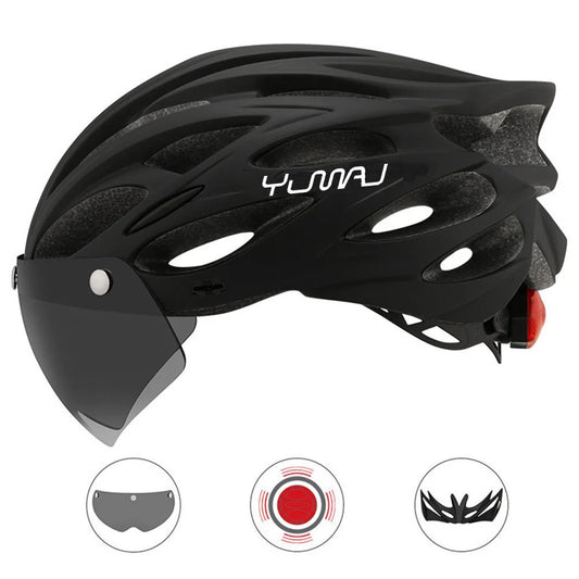 NEW 230g Ultralight 4 Colors Helmet Road Cycling Helmet Integrally- Molded with Removable Visor Goggles Bike Taillight Helmet Cycling Accessories Sports Supplies