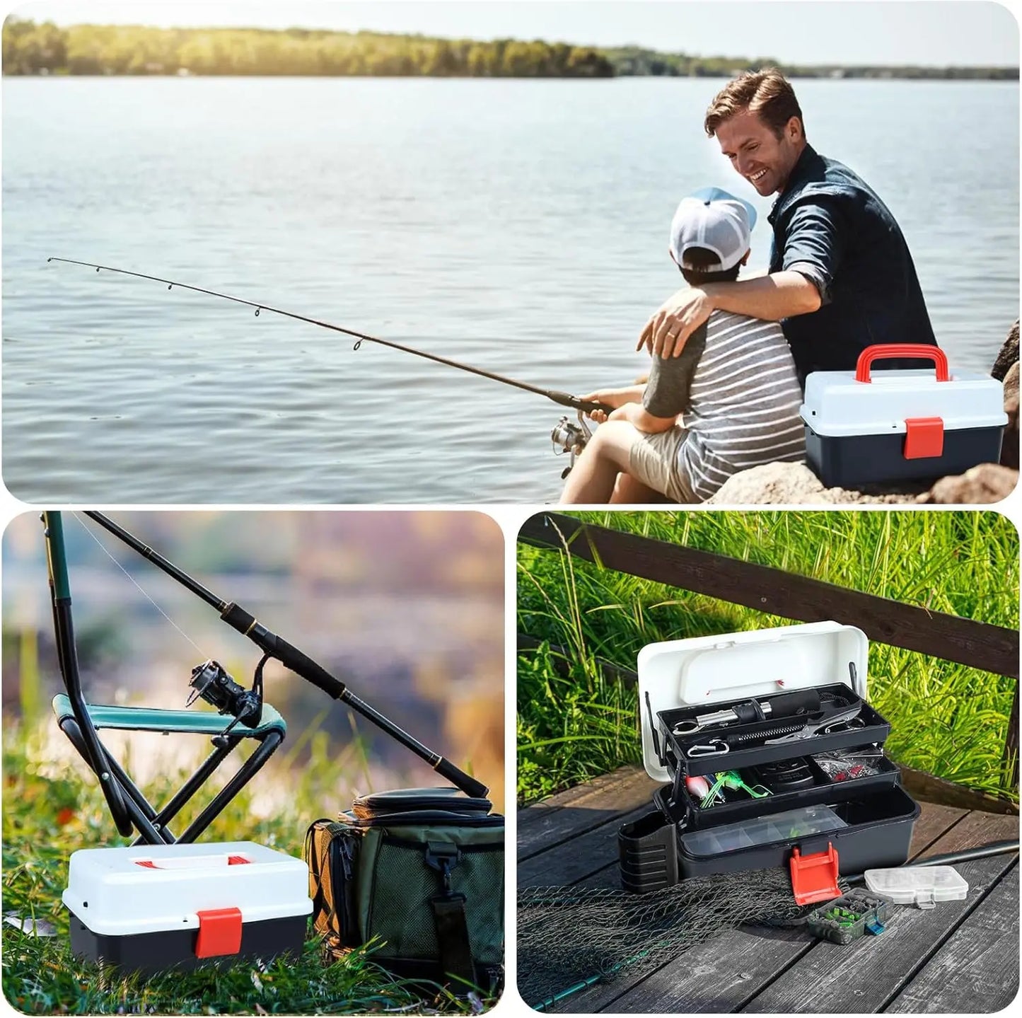 3 Layers 213 PCS Set Professional Fishing Tackle Box with Fishing Lures Kit Fishing Accessories Set Baits Hook Jig Gear Fishing Tool Case Gift