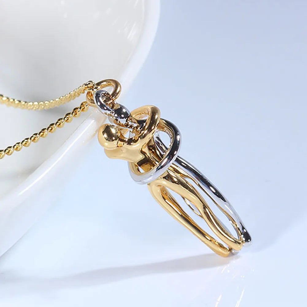 Hug Couples Pendant Necklace 50cm Chain for Him and Her, The Tale of Two Lovers Jewelry, Affectionate Hug Necklaces Couple for Women Men