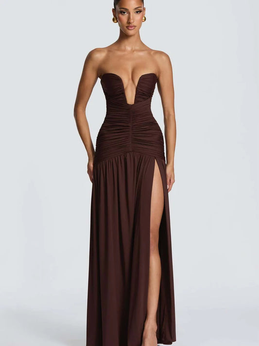 7 Types Mini and Maxi Satin Dress Elegant Satin Bustier Maxi Dress Women Yellow Spaghetti Strap V Neck A-Line Dresses Summer Lady Evening Formal Gowns.