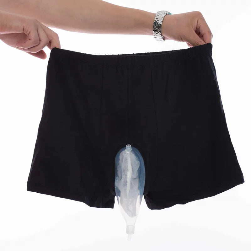 Wearable Men Walking Urine Bag Incontinence Elderly Male Underpants With Catheter 500ML Drainage Bag Urine Funnel Collector Medical Accessories Supplies