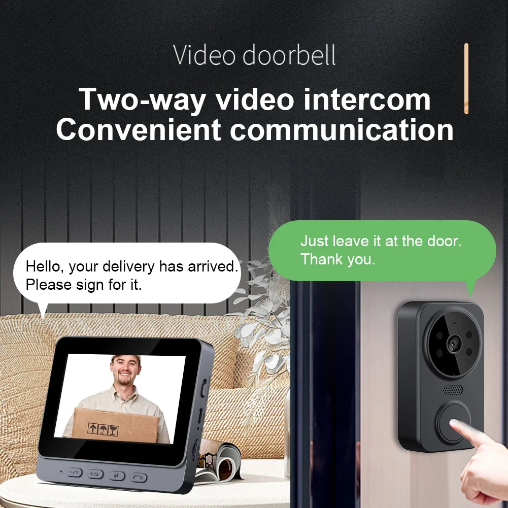 NEW Arrivals High Quality Door Eye Camera System 2.4G Wi-Fi 800mAh Battery Video Intercom Night Vision Door Cameras 4.3 Inch IPS Screen Digital Magic Door Eye Two-Way Intercom Home Security Devices Supplies