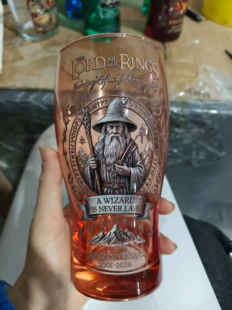*Lord of the Rings* Gandalf Quote Beer Glasses, 25th Anniversary Fantasy Movie Collectibles, Clear Glass 400ml Cups for Movie Lovers, Favorite Home Pub Bar Night Club Drinkware Decorations Barware Supplies
