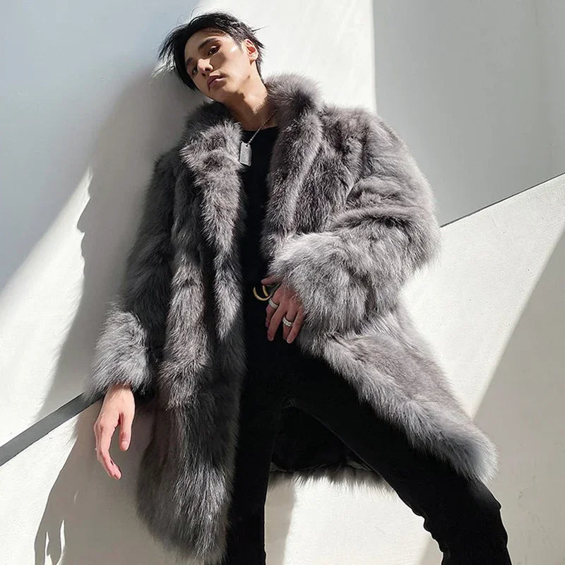 NEW BIG SAVE Winter Fur Coat Jacket Thick Men Lapel Warm Luxury Faux Fur Black Furry Shaggy Outerwear Windbreaker Snow Clothes Supplies Men Luxury Fashion Clothing Products
