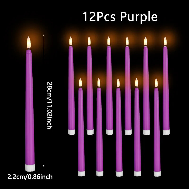 24 PCS Set with Remote Control LED Taper Candles Artificial Black Flameless Flickering Candle Christmas Lights Home Birthday Wedding Candles Battery