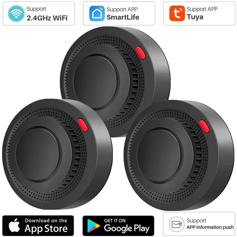 1/2/3/4//5 PCS Set Wi-Fi APP Control Remote Smoke Detector Wireless Photoelectric Sensor Fire Alarm Home Kitchen Hotels Business Mall Factory Security System Work with Smart Life Alert Sound Alarm