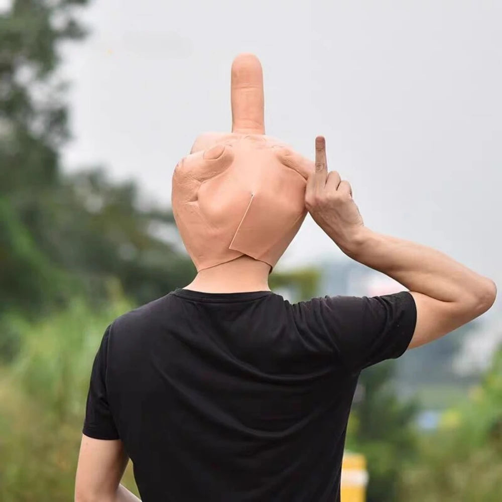 Cosplay Vertical Middle Finger Mask Creative Personality Despises Spoof Headgear Props Halloween Dress Up Creepy Fingers Mask