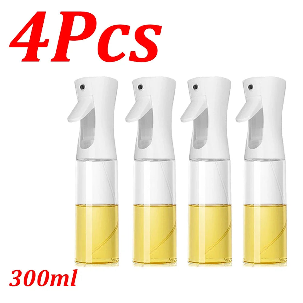 NEW Arrivals 4PCS Set Spray Oil Sprayer Dispenser Edible Olive Oil Spray 300/500ML Oil Sprayer Cooking Baking Vinegar Soy Sauce Spray Container Kitchen Accessories