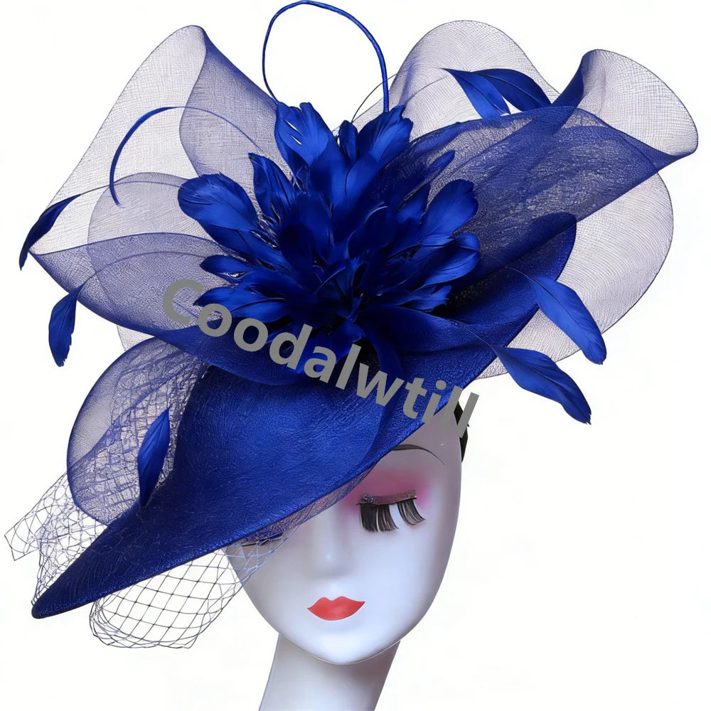 22 Colors Big Kentucky Fascinator Veils Hat Women Ladies Race Headpiece Bride Evening Wedding Party Royal Ascot Millinery Cap Mesh  French  Chapeau Opera Concert Red Carpet Luxury Hats