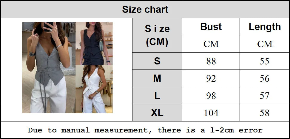 NEW Arrivals UK Size Black/Gray/White Color Elegant Chic Lace-Up V-Neck Women Vest Fashion Solid Slim Sleeveless Tops Female Spring Summer Fashion Sexy Lady Streetwear