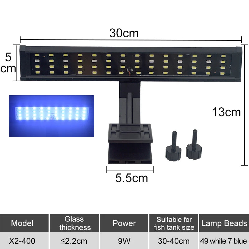 Aquarium LED Fish Tank Light Super Slim Plants Grow Clip Lights Lamp Aquatic Aquarium Lamps Lighting 220V 5W/7W/9W/12W/16W Home Office Hotels Restaurants Decoration Supplies
