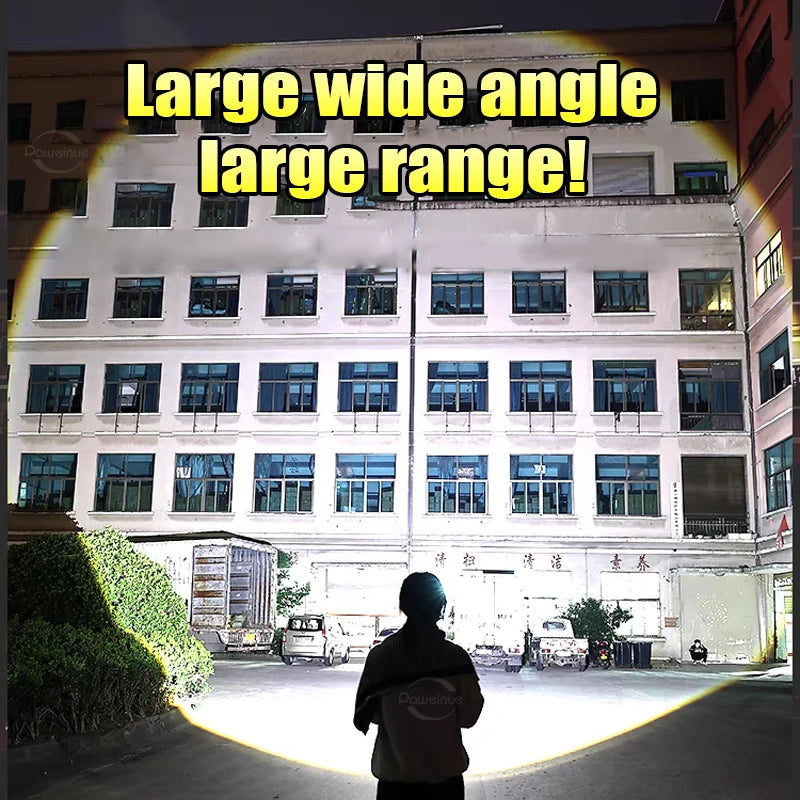 High Power LED Flashlights Type-C Rechargeable LED Torch  5000M Ultra Powerful Flashlight Outdoor Tactical Lantern