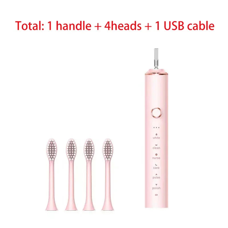 USB Fast Charging Sonic Electric Toothbrush + 8 Head + Box with Smart Timer Rechargeable Adult Toothbrush Set Includes Replacement Heads Women Men Oral Hygiene Supplies