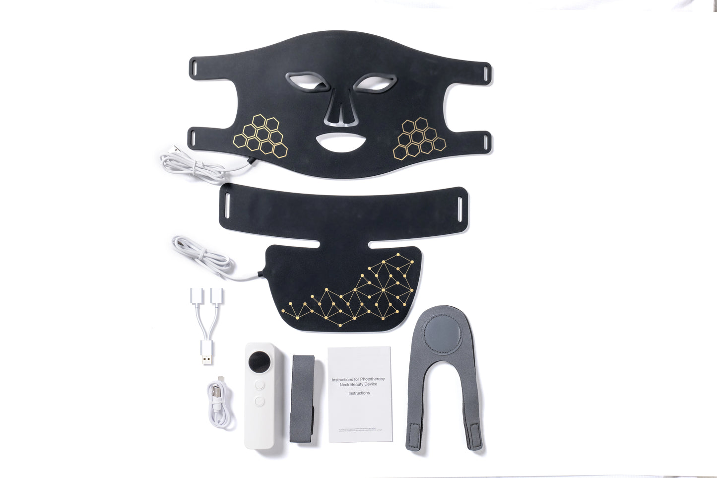 NEW NIR Korean LED Face + Neck Mask Near Infrared Face Neck SPA Therapy Mask 216+132 Beams Skin Rejuvenation Beauty Device Women Skin Care Accessories Korean Cosmetic Products