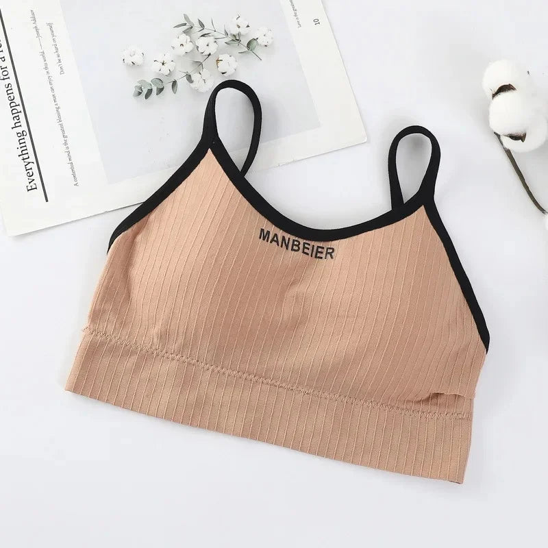 NEW Arrivals 12 Colors Girls Strapless Bra with Chest Pad Women's Outdoor Running Wear No Steel Ring Yoga Sports Wrap Chest Anti-Light Vest Beautiful Back Underwear