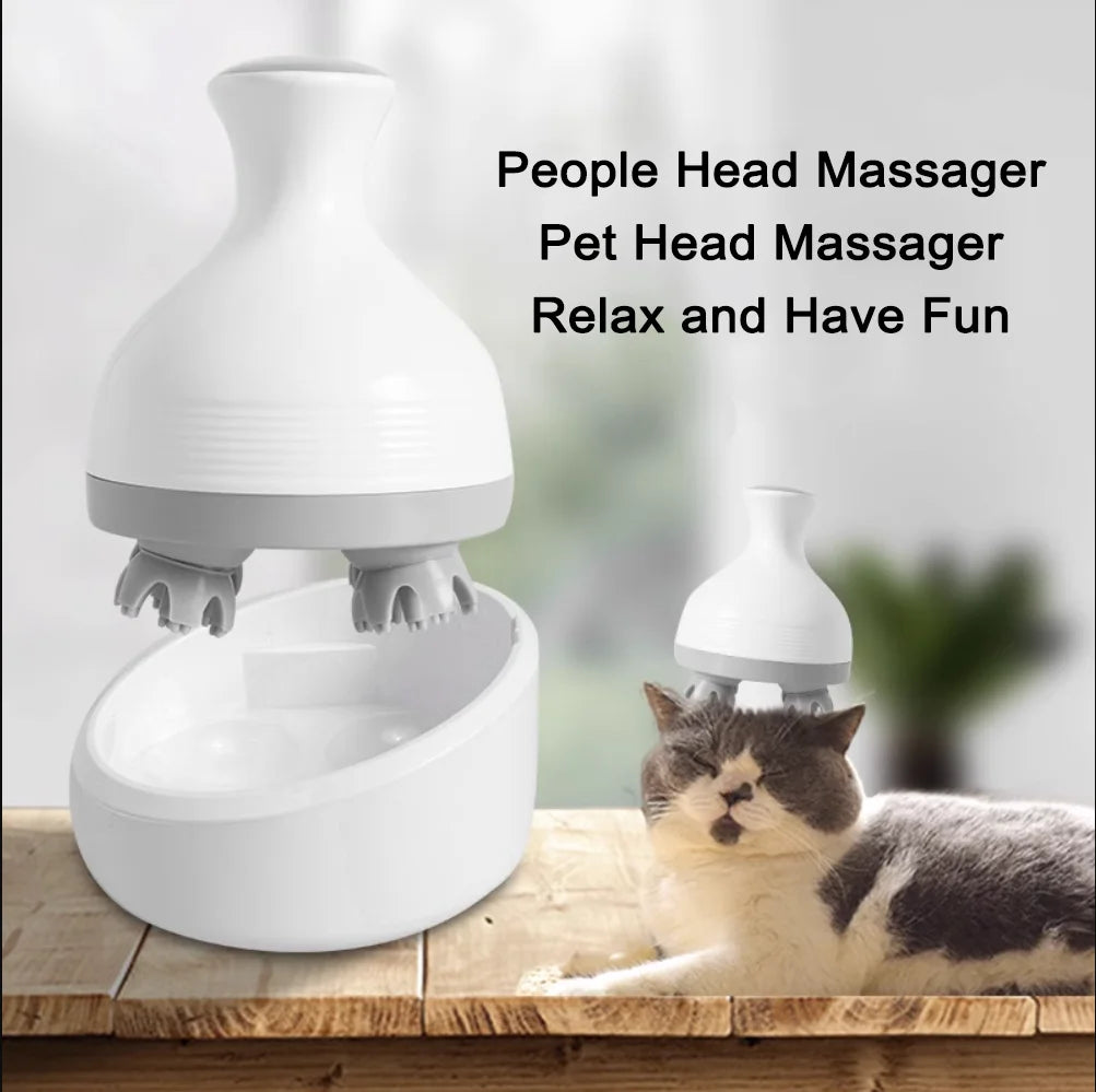 Dogs/Cats Scalp Massage Electric Pet Massager Vibrating Head Body Deep Massage Prevent Hair Loss Relieve Stress Rechargeable