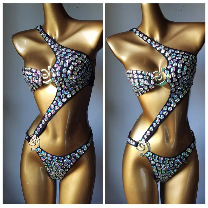 2025 Newest Fashion Women Swimsuit Bar Bikini Diamond Crystal Swimsuit Handmade Diamond Bikini Ladies Luxury Summer Beach Wear