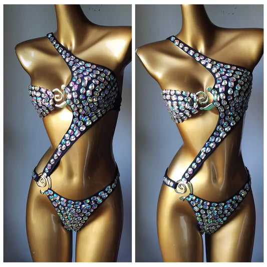 2025 Newest Fashion Women Swimsuit Bar Bikini Diamond Crystal Swimsuit Handmade Diamond Bikini Ladies Luxury Summer Beach Wear