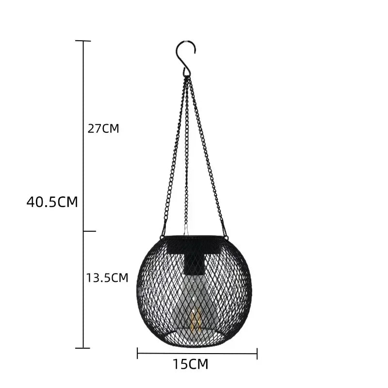 41cm x 15,5cm Solar Garden Lights Outdoor Hollow Diamond Pattern Projection Lantern Waterproof Decorative Hanging Lamp for Yard Pathway Decor