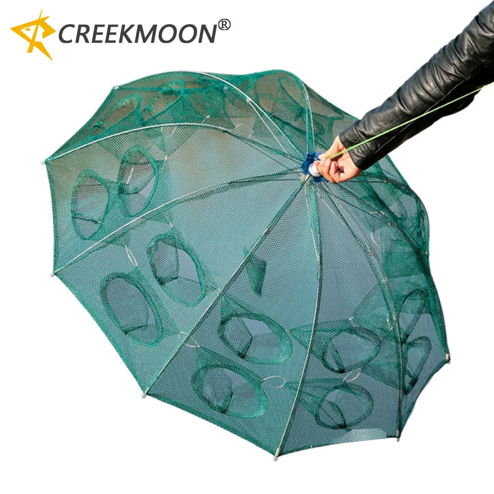 10-20 Holes Automatic Fishing Trap Net Umbrella-Shape Capable of Catching Fish Shrimps Crabs Foldable Cages Set Simple Happy Fishing Gear Sea Lakes River Fishing Accessories