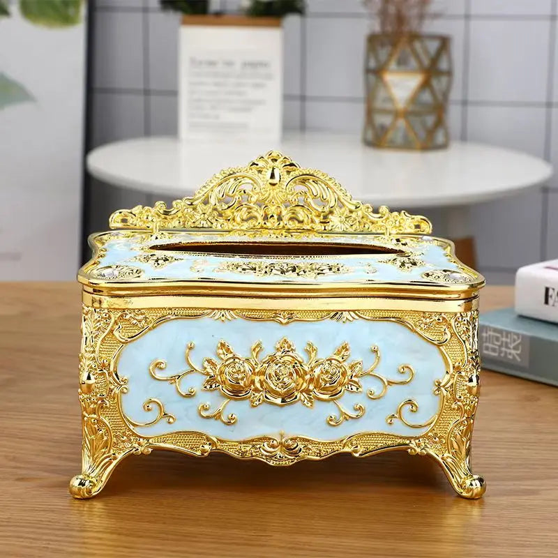 1pc European Antique Romantic Tissue Box, Home Kitchen Living Room Bedroom Dining Room Hotel KTV Office Desktop Decoration Tissue Storage Box