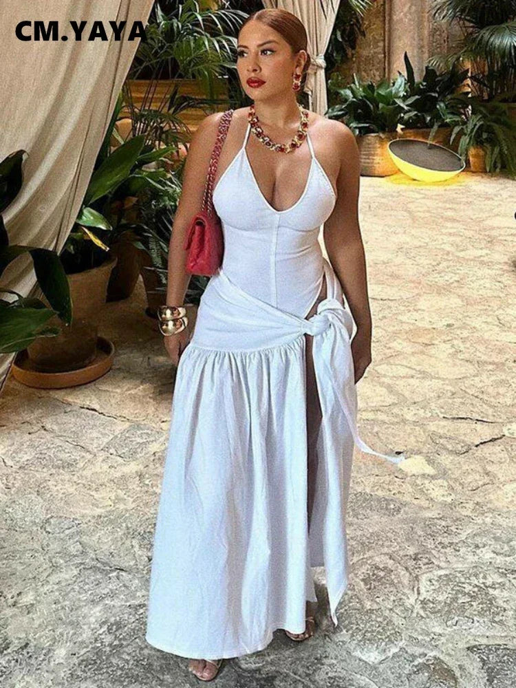 NEW Arrivals 2PCS Set UK Size Black/Light Green/White/Navy Blue Colors Sexy Elegant Women's Set Sleeveless Strap Bodysuit +Long Skirts Suit Spring Summer Autumn Tracksuit Tie Up Outfits