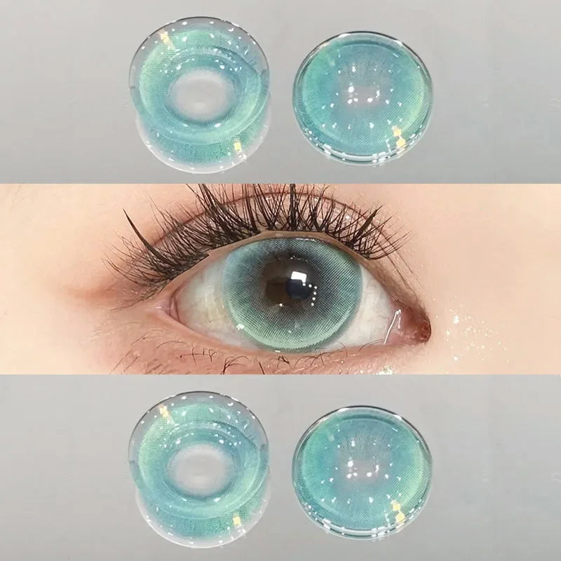 NEW 2PCS Set 4 Colors Blue Colored Contact Lenses for Eyes with Myopia Presbyopia 0-7.00 Lenses Degree Natural Green Pupils Beauty Korea Lenses Fashion Cosmetics Lens