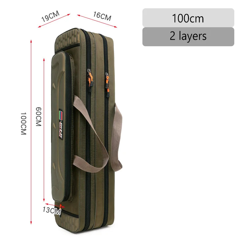 2/3/4 Layers Top Quality Multi-Functional Hard Spinning Fishing Rod Bag Carrier 2/3/4 Layers 80CM-130CM Fishing Tackle Lures Carrying Bags 1680D Oxford Reel Gear Storage Case Organizer Fishing Tools Supplies