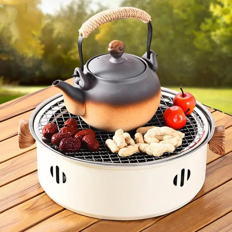 Portable Barbecue Grill  Charcoal Stove Stainless Steel Split BBQ Stove Round Non-stick Barbeque Rack For Outdoor Camping