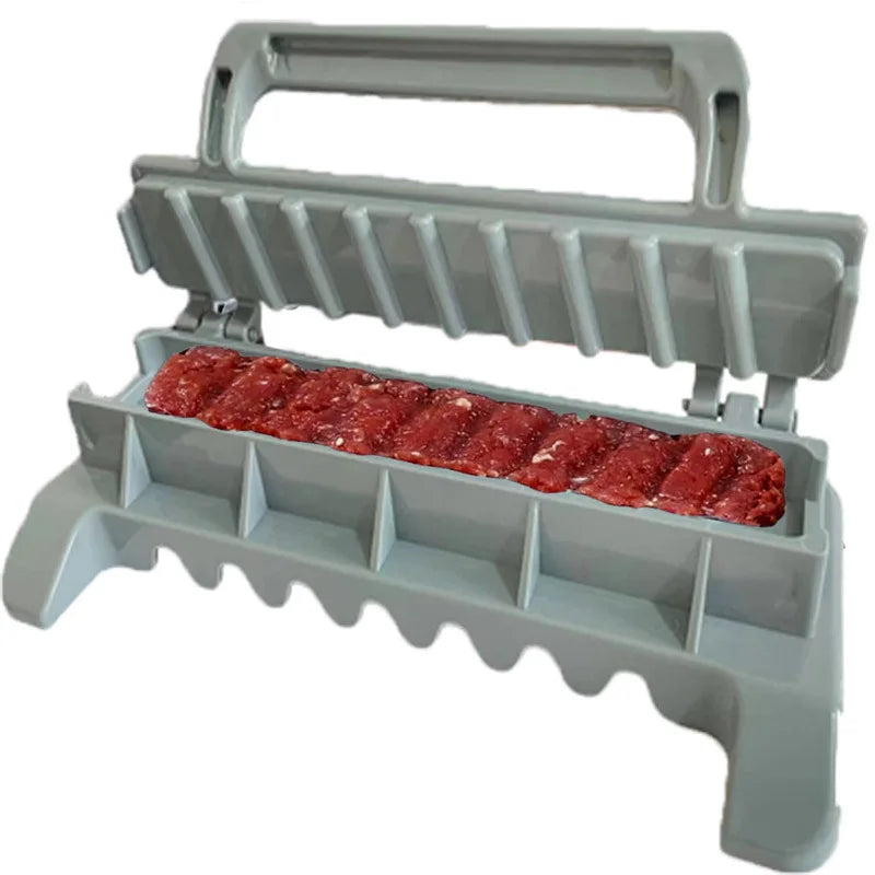 New Single Row Kebab Maker BBQ Camping Grill Meat Skewer Machine Kebab Press Souvlaki Maker Reusable Plastic BBQ Skewer Maker Kebab Preparation BBQ Tool Cooking Accessories