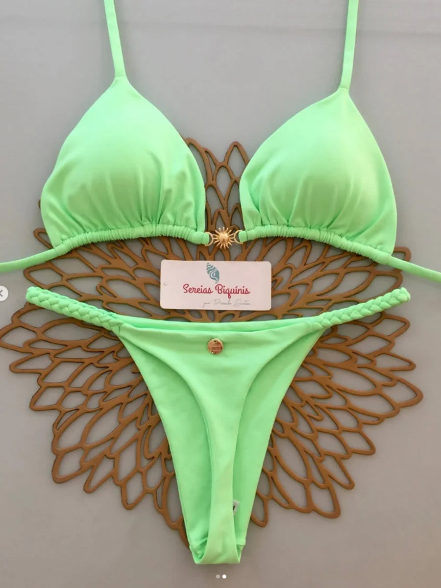 Micro Bikinis 8 Colors Women Swimsuit New Sexy Swimwear Halter Bikini Set Brazilian Biquini Female Thong Beachwear Party Wear