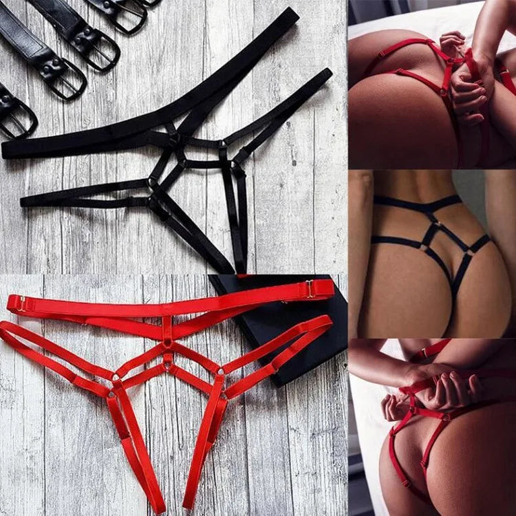 S-3XL Plus Size Sexy Women Bandage Hollow Out G-String Thong Tanga Panties Lingerie T Back Transparent Lingerie Ladies Open Crotch Toy Panties Underwear