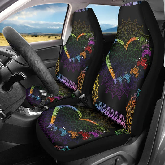 Car Seat Covers LGBT Pride Rainbow Flag Design Breathable Vehicle Seat Covers Print Easy to Install Interior Decor Front Seats